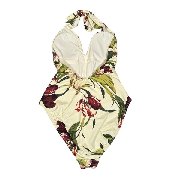 ROBIN PICCONE Moana Floral Plunge One Piece Halter Swimsuit - Picture 5 of 11